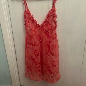 Floral Red Sheer Nightgown